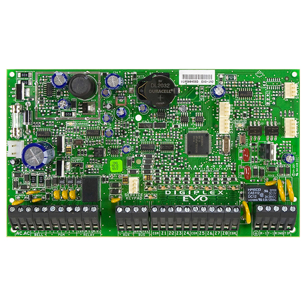 Paradox EVO192/PCB - Alarmna centrala 192 zone, BUS tehnologija, 8 zona na ploči (16 sa ATZ), 8 particija, 5 PGM izlaza na ploči, funkcija kontrole pristupa, do 254 modula za proširenje, ispunava EN 50131 Security Grade 3 standard